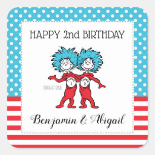 Dingen 1 Ding 2 Twins Birthday Vierkante Sticker