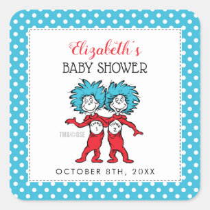 Dingen 1 Dingen 2 Twins Baby shower Vierkante Sticker