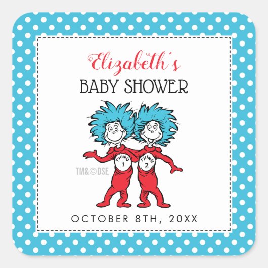 Dingen 1 Dingen 2 | Twins Baby shower Vierkante Sticker (Voorkant)