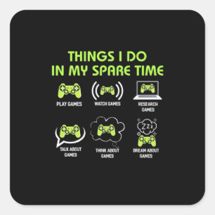 Dingen die de gamer in de vrije tijd doet vierkante sticker