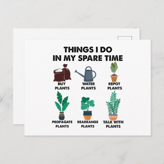 Dingen die ik doe in mijn Plant met overloop Briefkaart (Voorkant / Achterkant)