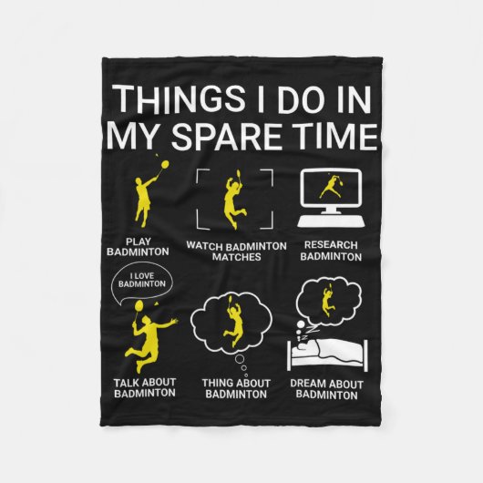 Dingen die ik doe in mijn vrije tijd badminton fleece deken (Voorkant)