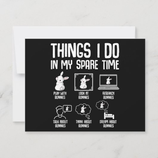 Dingen die ik doe in mijn vrije tijd Bunny Rabbit Feestdagenkaart (Voorkant)
