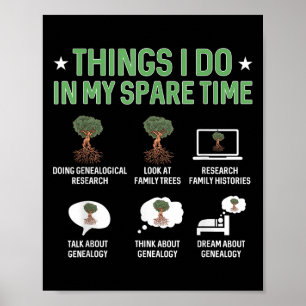 Dingen die ik doe in mijn vrije tijd Genealogie Af Poster
