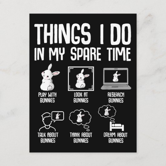 Dingen die ik doe in mijn vrije tijd konijntje kon informatiekaartje (Voorkant)