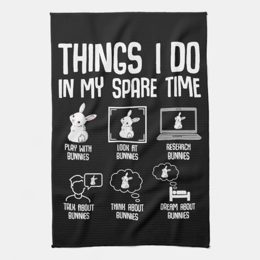 Dingen die ik doe in mijn vrije tijd konijntje kon theedoek (Verticaal)