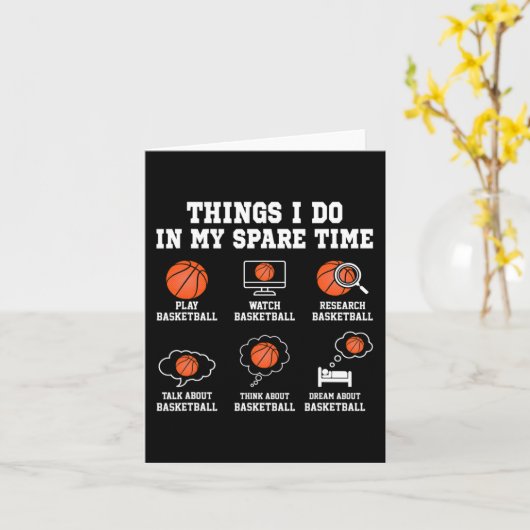 Dingen die ik doe in mijn vrije tijd Leuke basketb Kaart (Gele Bloem)