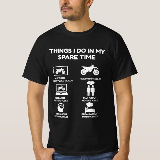 Dingen die ik doe in mijn vrije tijd motor t-shirt (Voorkant)