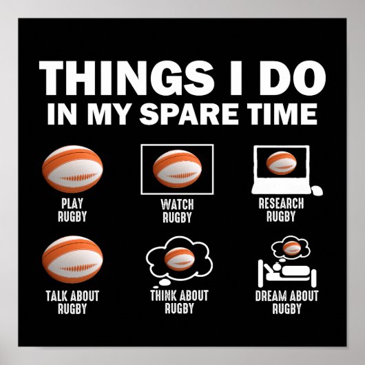 Dingen die ik doe in mijn vrije tijd rugby poster (Voorkant)