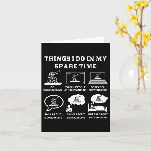 Dingen die ik doe in mijn vrije tijd snowboarden kaart (Gele Bloem)
