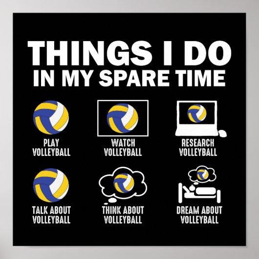 Dingen die ik doe in mijn vrije tijd volleybal poster (Voorkant)