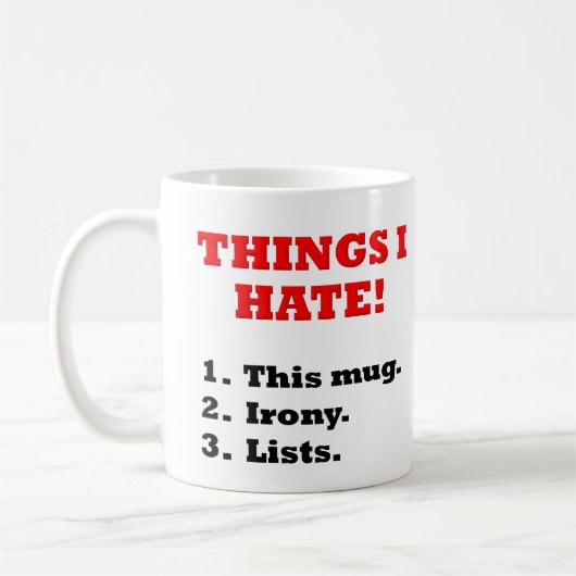 Dingen Die Ik Haat Ironic Fun Mug Koffiemok (Links)
