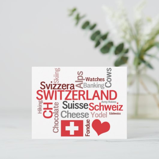 Dingen die ik leuk vind aan Zwitserland, kaas, cho Briefkaart (Staand voorkant)