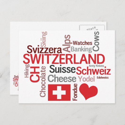 Dingen die ik leuk vind aan Zwitserland, kaas, cho Briefkaart (Voorkant / Achterkant)