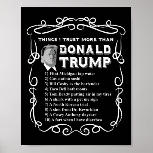 Dingen die ik meer vertrouw dan Donald Trump Anti  Poster