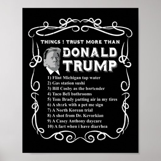 Dingen die ik meer vertrouw dan Donald Trump Anti  Poster (Voorkant)