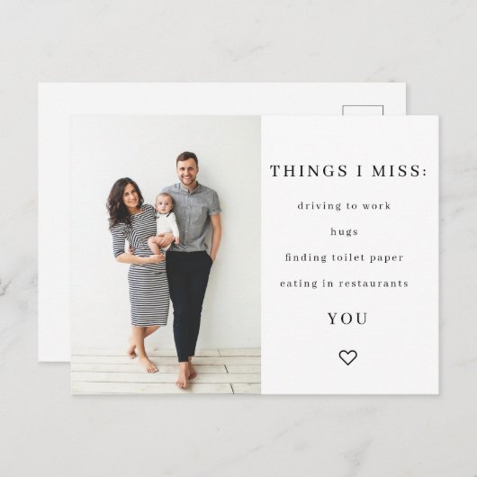 Dingen die ik mis Quarantine Briefkaart (Voorkant / Achterkant)