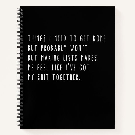 Dingen die ik moet doen, maar waarschijnlijk niet  notitieboek (Voorkant)