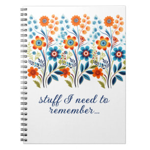 Dingen die ik moet onthouden Retro Vintage Bloemen Notitieboek