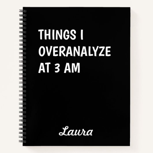Dingen die ik overanalyseer om 3 uur notitieboek (Voorkant)