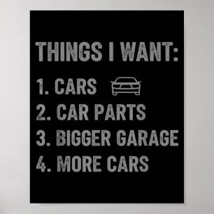 Dingen die ik wil Onderdelen en Garage Grappige Au Poster