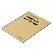 Dingen die me gezond houden Grappig citaat Notitieboek (Linkerzijde)