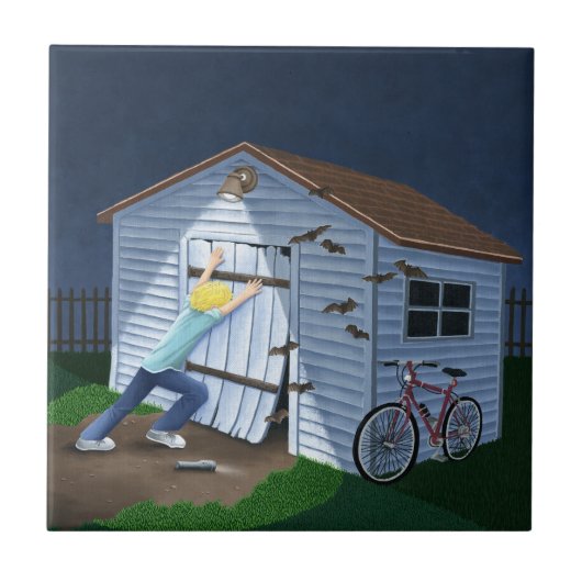 Dingen die 's nachts in de lucht springen tegeltje (Voorkant)