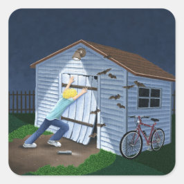 Dingen die 's nachts in de lucht springen vierkante sticker