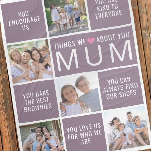 Dingen die we leuk vinden aan jou Mama Fotocollage Fleece Deken