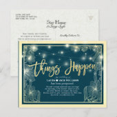 Dingen Gebeuren Uitstel Huwelijk Gouden Bloemen Aankondigingskaart (Voorkant / Achterkant)