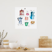 Dingen KoffieWaterverf Collectie Poster (Keuken)