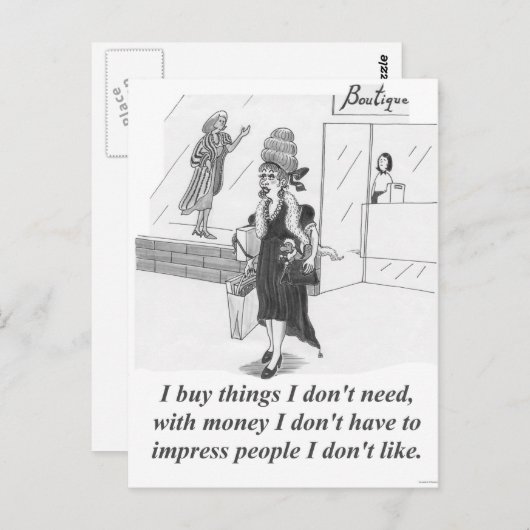 Dingen kopen, winkeldame briefkaart (Voorkant / Achterkant)