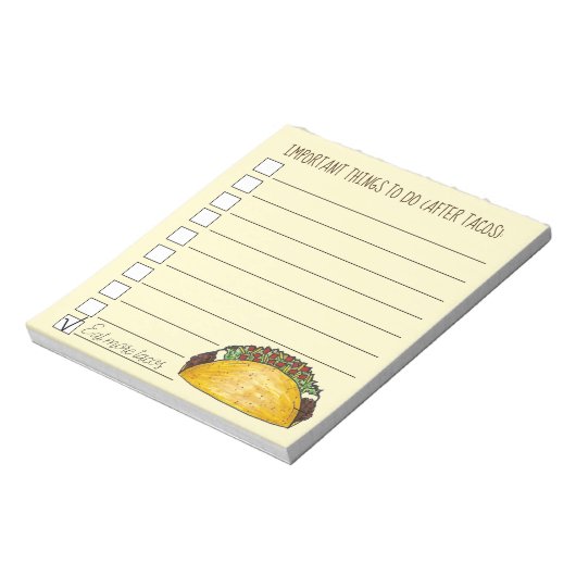 Dingen na de Mexicaanse voedselchecklist Tacos Notitieblok (Linkerzijde)
