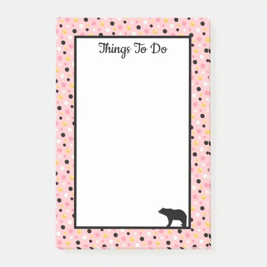 Dingen om te doen Beer en Stippen op Roze Post-it® Notes (Voorkant)