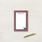 Dingen om te doen beer op zwart en rood geruit post-it® notes (Op bureau)