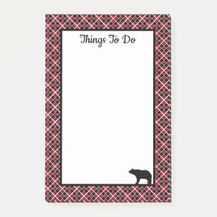 Dingen om te doen beer op zwart-rood geruit post-it® notes
