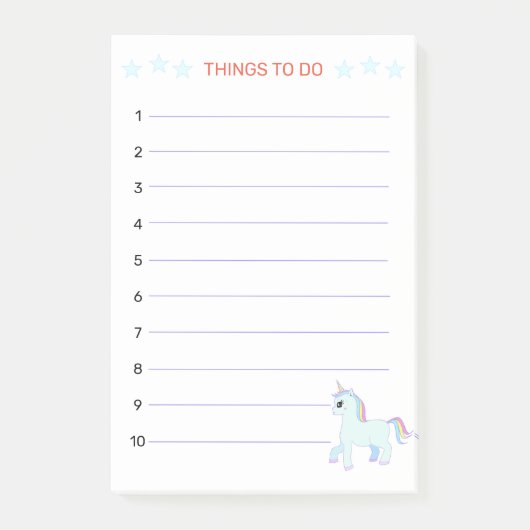 Dingen om te doen & Eenhoorn Post-it® Notes (Voorkant)