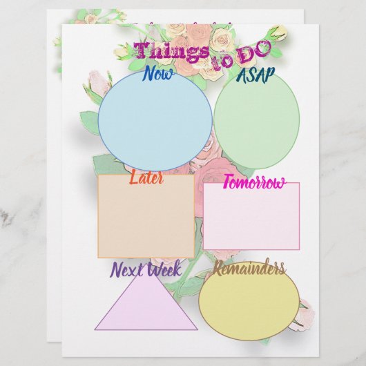 Dingen om te doen en vandaag planner de Planner va Briefhoofd (Voorkant / Achterkant)