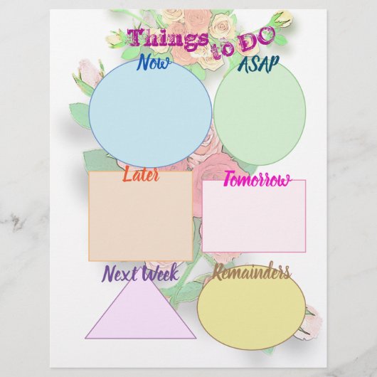 Dingen om te doen en vandaag schema rozen planner briefhoofd (Voorkant)
