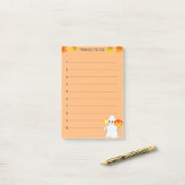 Dingen om te doen & Geest, Pompoen & Kaars op Oran Post-it® Notes (Op bureau)