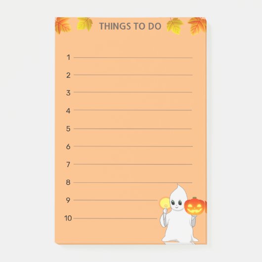 Dingen om te doen & Geest, Pompoen & Kaars op Oran Post-it® Notes (Voorkant)