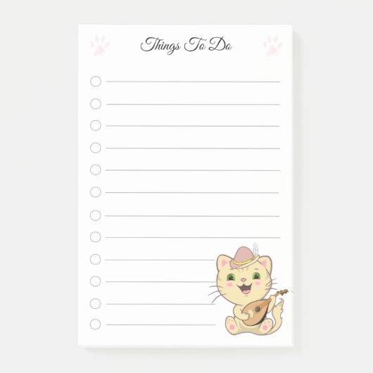 Dingen om te doen & Mooie muzikale kat Post-it® Notes (Voorkant)