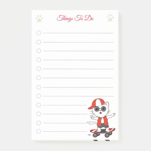Dingen om te doen & Mooie schaatsende kat Post-it- Post-it® Notes (Voorkant)