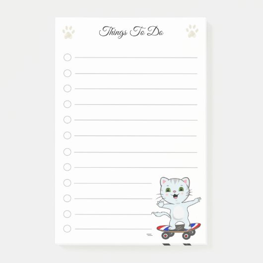 Dingen om te doen & Mooie skate kat Post-it® Notes (Voorkant)