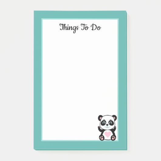 Dingen om te doen Panda Beer op Teal en Wit Post-it® Notes (Voorkant)