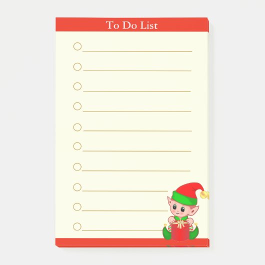Dingen om te doen & Schattige Baby Elf Post-it® Notes (Voorkant)