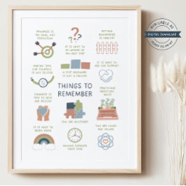 Dingen om te onthouden Bevestigingen Zelfzorg Post Poster