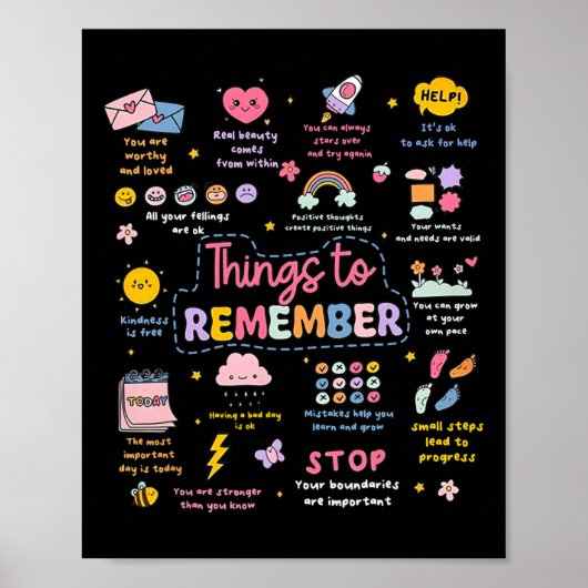 Dingen om te onthouden Mentale Gezondheidsbewustzi Poster (Voorkant)