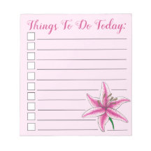 Dingen om vandaag te doen Roze Lily Flower Checkli