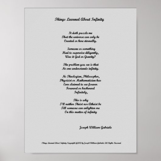 Dingen over oneindigheid geleerd poster (Voorkant)